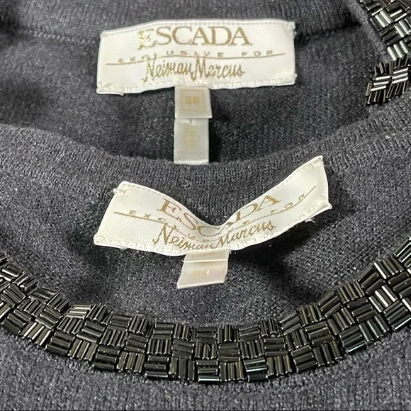 Escada for Neiman Marcus Knittedtop and cardigan with Bugle beads